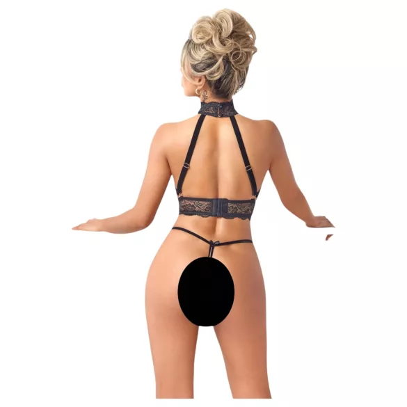 Abierta Fina - otvoreni komplet donjeg rublja s lancima - crna