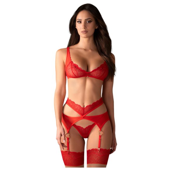 Obsessive Cupid Desir - čipkasti donji veš set (crveno)
