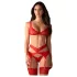 Obsessive Cupid Desir - čipkasti set donjeg rublja - crveno - L/XL