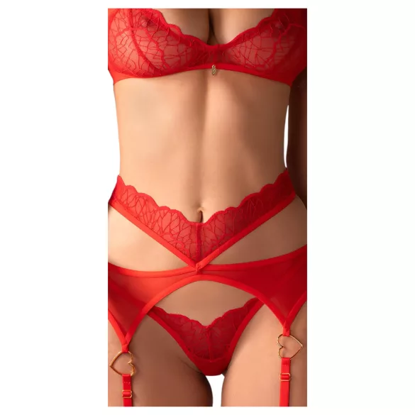 Obsessive Cupid Desir - čipkasti set donjeg rublja - crveno - L/XL