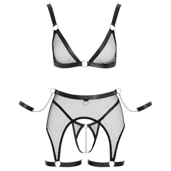 Cottelli Bondage - neprozirni mrežasti set s lancima - crna - M