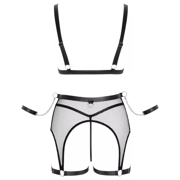 Cottelli Bondage - neprozirni mrežasti set s lancima - crna - L