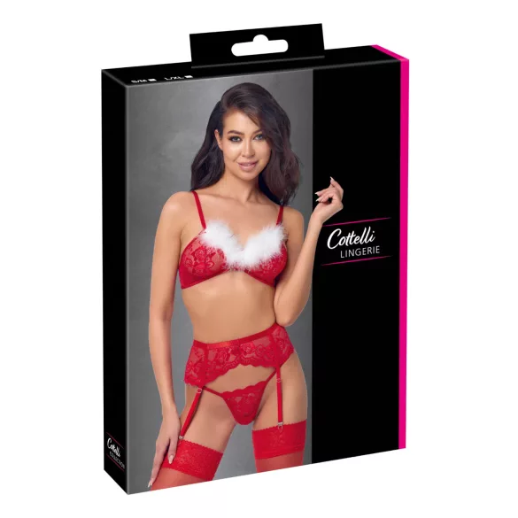 Cottelli - čipkasti božićni grudnjak set - crvena