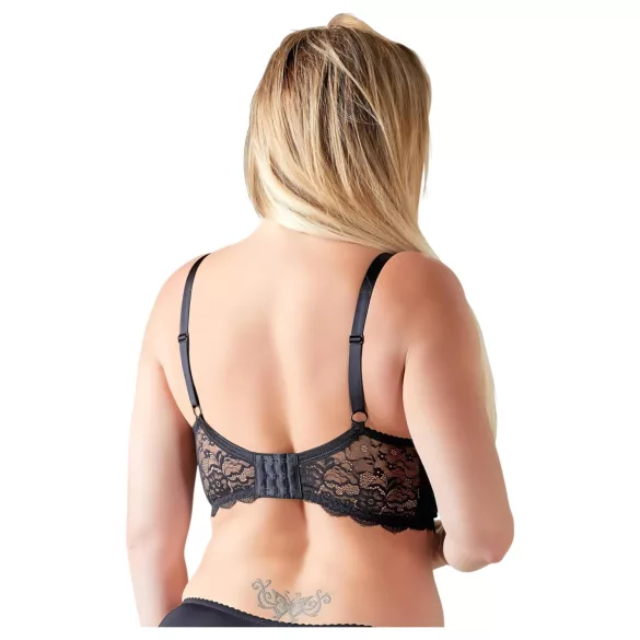 Cottelli Plus Size - grudnjak s naramenicama i prstenovima - crna - 90D