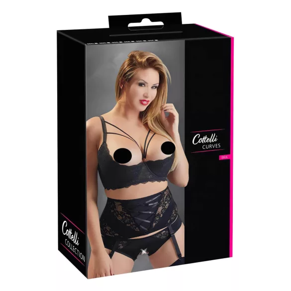 Cottelli Plus Size - grudnjak s naramenicama i prstenovima - crna - 95F