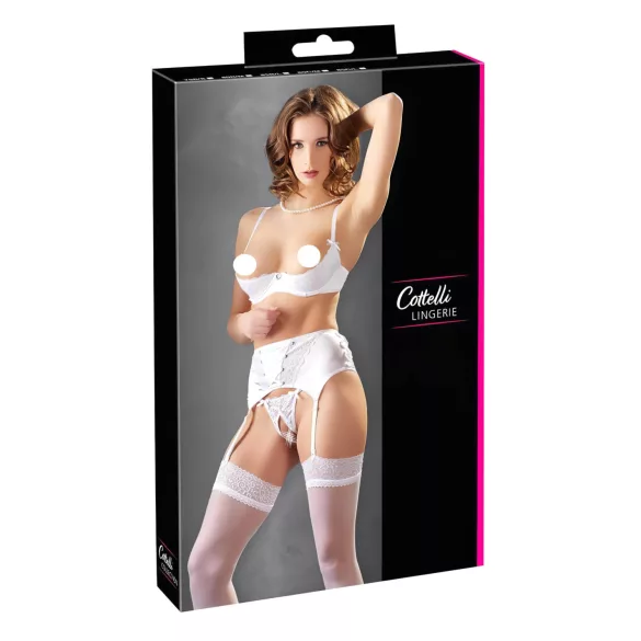 Cottelli - push-up komplet s čipkom i vezicama - bijela - 85C/L