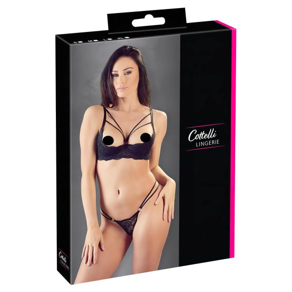 Cottelli - remenasti grudnjak s prstenom i tanga (crna) - 85C/L