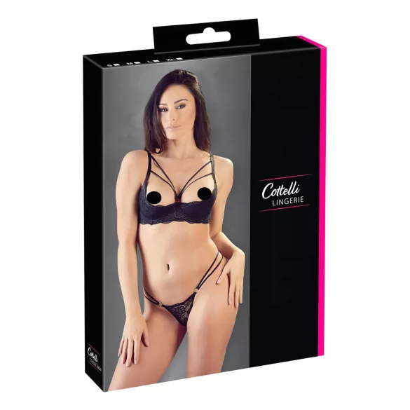 Cottelli - grudnjak s naramenicama i ringovima - tanga - crna - 85C/L