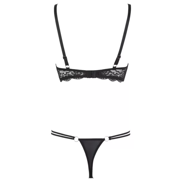 Cottelli - grudnjak s naramenicama i ringovima - tanga - crna - 85C/L