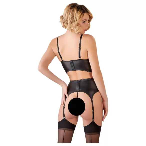 Abierta Fina - čipkasti set donjeg rublja s remenčićima - crna - 85C/L