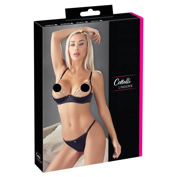 Cottelli - Satin grudnjak s lancem i cirkonima (crni)