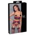 Cottelli Bondage - Crveni mat čipkasti set za podizanje grudi