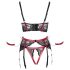 Cottelli Bondage - Crveni mat čipkasti set za podizanje grudi