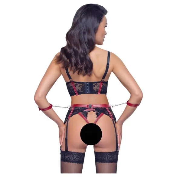 Cottelli Bondage - mrežasti grudnjak set s čipkom - crveni - XL