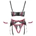 Cottelli Bondage - mrežasti grudnjak set s čipkom - crveni - XL