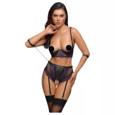   Cottelli Bondage - grudnjak set i lisice za ruke (crno-ljubičaste)