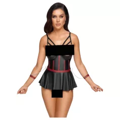   Cottelli Bondage - set donjeg rublja i lisice za zapešća - sjajni crni - 80B/M