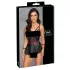 Cottelli Bondage - set donjeg rublja i lisice za zapešća - sjajni crni - 80B/M
