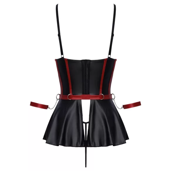 Cottelli Bondage - set donjeg rublja i lisice za zapešća - sjajni crni - 85B/L