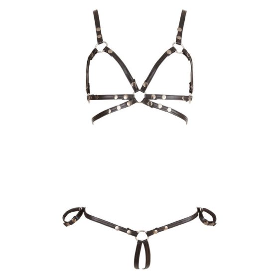 Cottelli Bondage - bikini s pojasom za tijelo sa sjajnim ukrasima (crni)