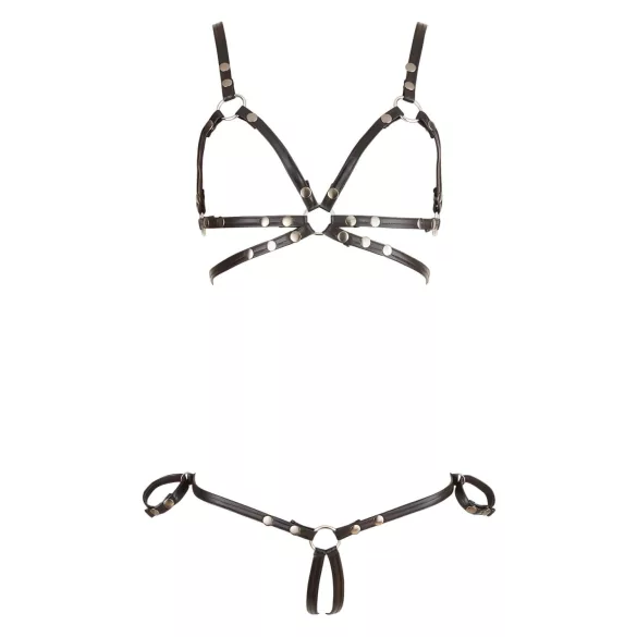 Cottelli Bondage - sjajni ukrasni body bikini pojas - crna - M