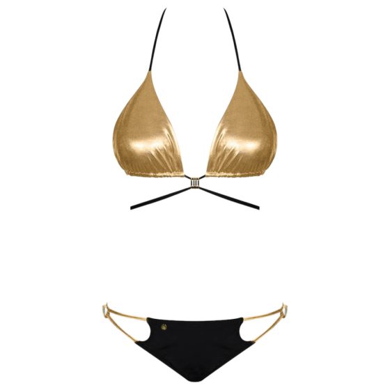/ Obsessive Goldivia - sjajni bikini s trakom oko vrata (zlatno-crna)