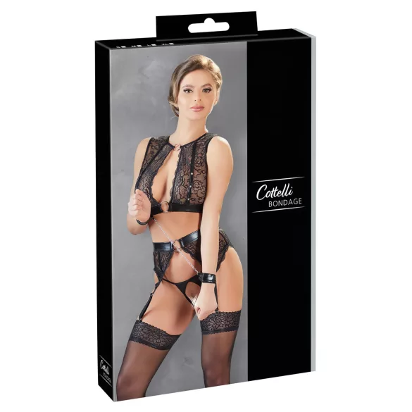 Cottelli Bondage - set čipkasto donje rublje 4-dijelni - L