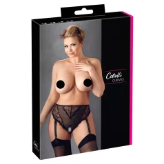   Cottelli Plus Size - čipkaste gaćice s halterima (crne) - XXXXL