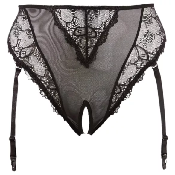 Cottelli Plus Size - čipkaste gaćice s halterima (crne) - XXXXL