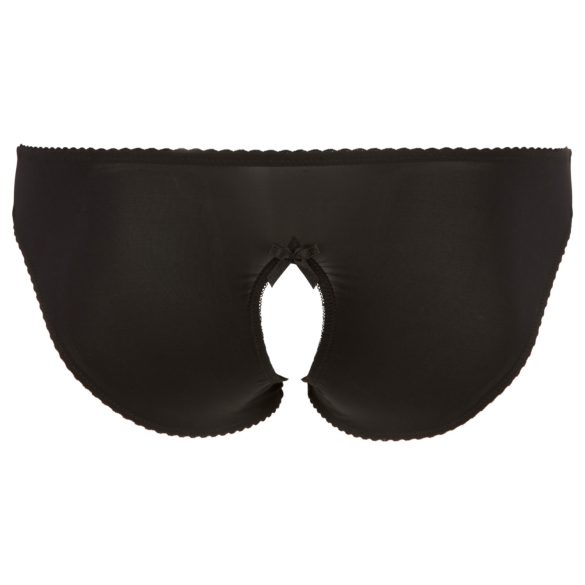 Cottelli Plus Size - čipkaste otvorene gaćice (crne) - 2XL