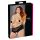 Cottelli Plus Size - otvorene čipkaste gaćice s biserima (crne) - 4XL
