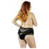 Cottelli Plus Size - otvorene čipkaste gaćice s biserima (crne) - 4XL