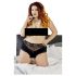 Cottelli Plus Size - otvorene čipkaste gaćice s biserima (crne) - 4XL