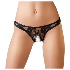 Cottelli - tanga za seks - čipka - crna