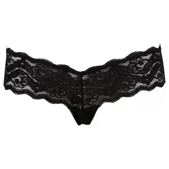 Cottelli - tanga s čipkom i perlicama - crna