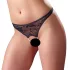 Cottelli - Otvorene čipkaste tange s perlicama - crne - XL