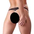 Cottelli - Otvorene čipkaste tange s perlicama - crne - XL