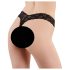 Cottelli - dvostruki biserni čipkasti tanga (crni) - XL