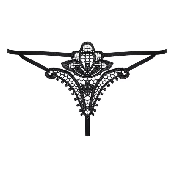 Obsessive - tanga s uzorkom tulipana - crna - L/XL