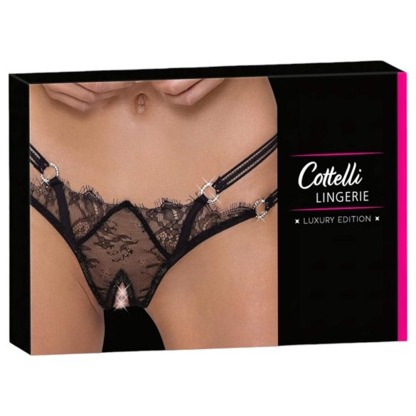 Cottelli - luksuzne otvorene tange s prstenom (crne) - M/L