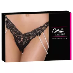 Cottelli - luksuzne vezene perle tanga (crna)