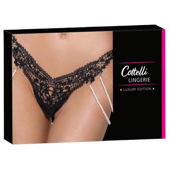 Cottelli - luksuzne vezene tange s biserima (crne)