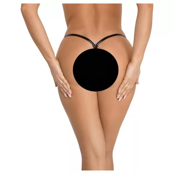 Noir - tanga s sjajnim efektom - crna - L/XL