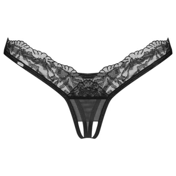 Obsessive - tanga gaćice - prozirne, čipkaste - crna