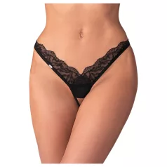  Obsessive - tanga gaćice - prozirne, čipkaste - crna - L/XL
