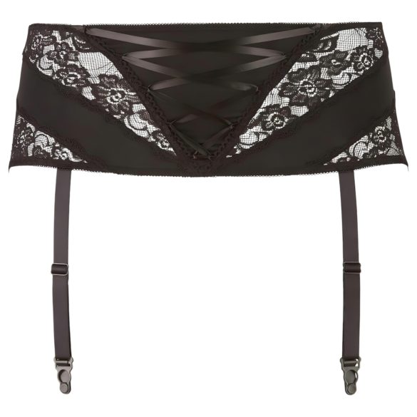 Cottelli Plus Size - čipkasti korzetni podveznik (crni) - XL