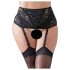 Cottelli Plus Size - čipkasti podvez s vezicama (crni) - XL
