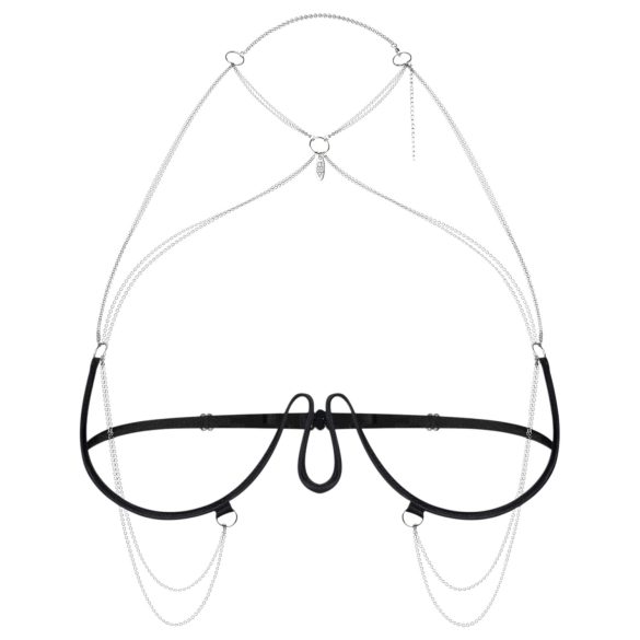 Obsessive - lančani grudnjak s remenom - crna (S-L)