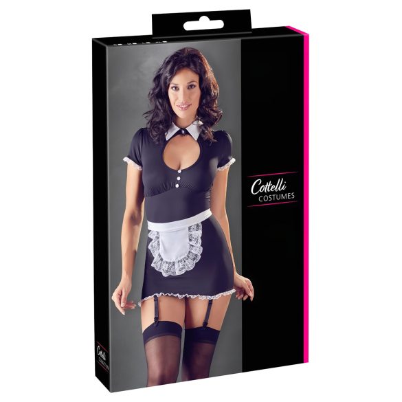 Cottelli - seksi sobarica s podvezicama (crno-bijela) - XL