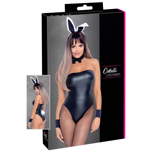 Cottelli Bunny - seksi kostim zeko za žene - sjajni materijal - 5 dijelova - M